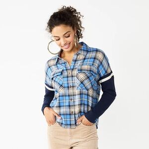 NWT Flannel with Thermal Color Block Sleeves